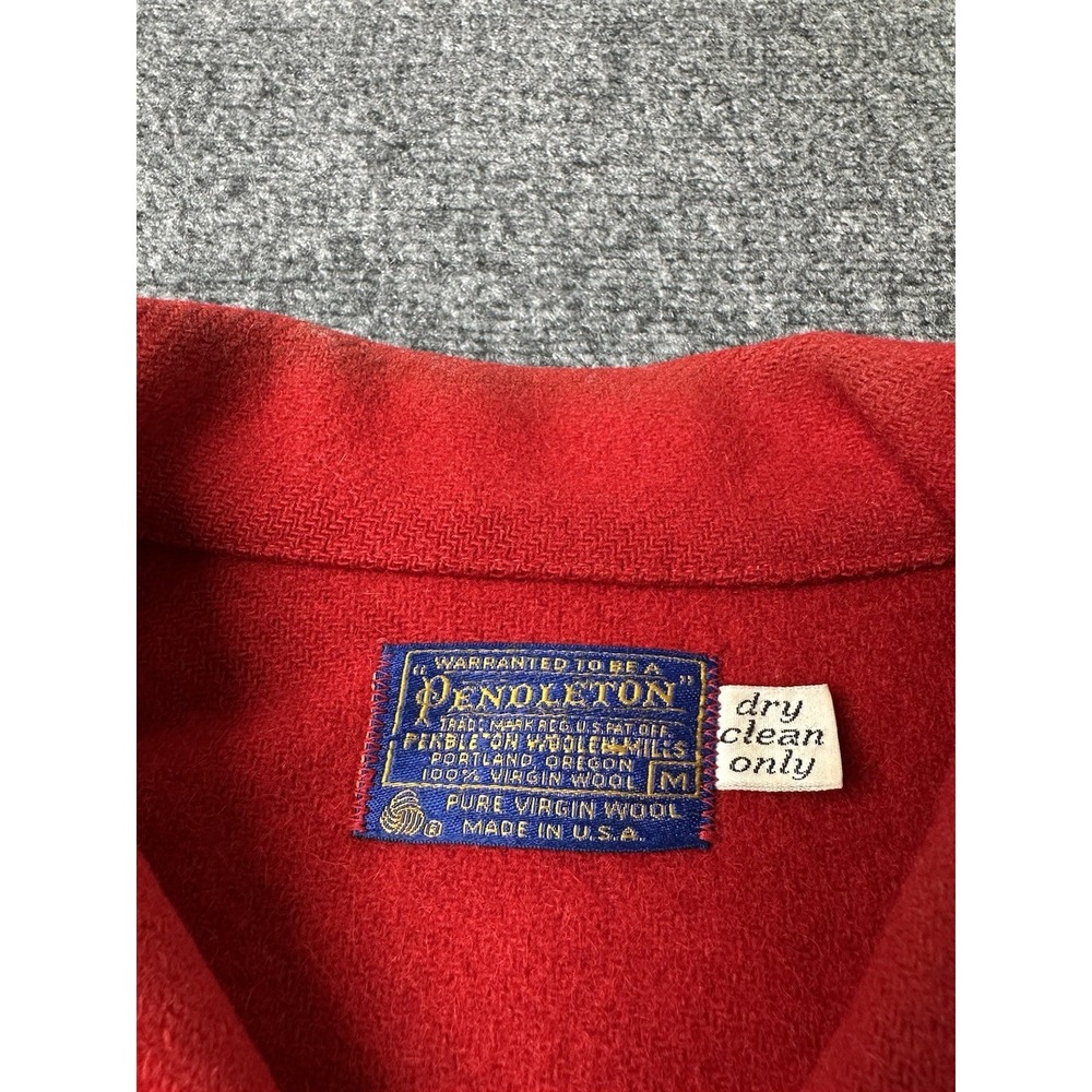 Mens Wool Pendleton Red Zip Front Jacket 1960s Made in USA, Size M - Picture 5 of 12